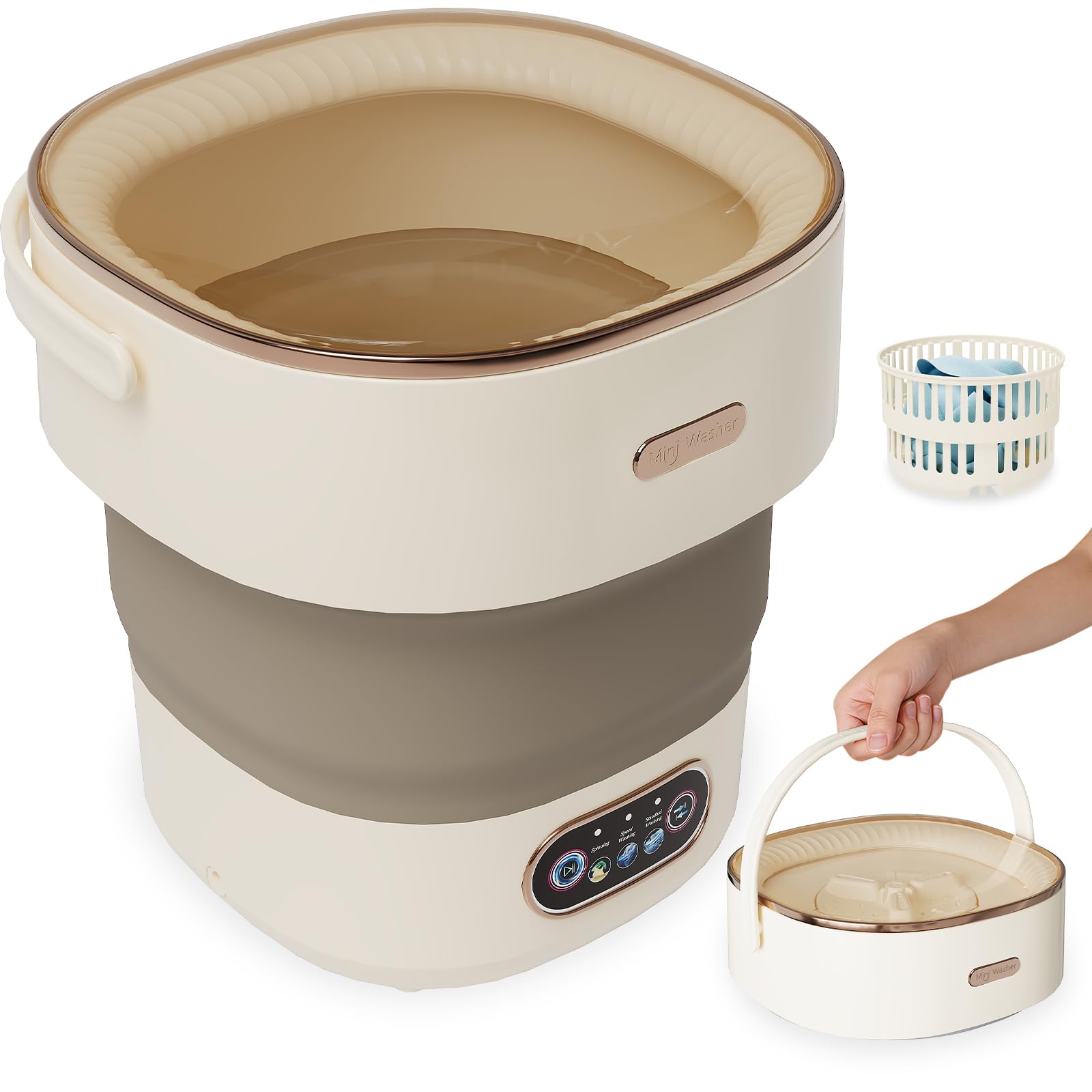 GarveeTech Mini Waschmaschine 12-13L, Faltbare Camping Waschmaschine | Mit Schleuder, Leise, Energiesparend Reisewaschmaschine Für Unterwäsche, Babykleidung, Socken, Kleine Wäsche