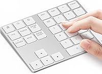 Vista 1 de Lekvey Teclado Numérico Bluetooth, Teclado Numérico Externo delgado de 34 teclas recargable inalámbrico de aluminio para entrada de datos