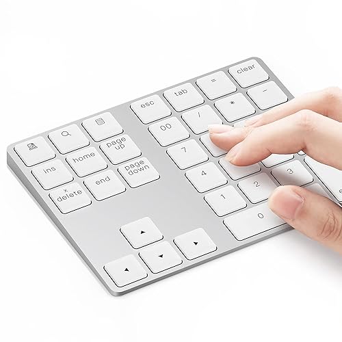 Lekvey Bluetooth Number Pad, Aluminum Rechargeable Wireless Numeric Keypad Slim