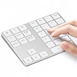 Lekvey Bluetooth Number Pad, Aluminum Rechargeable Wireless Numeric Keypad Slim 34-Keys External Numpad Keyboard Data Entry for Laptop, MacBook, MacBook Air/Pro, iMac, Windows, Surface Pro - Silver