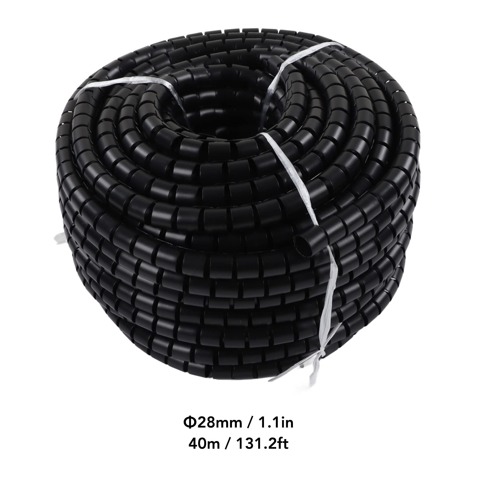 Copri Guaine Protettive per Cavi, Avvolgicavo a Spirale Resistente all'usura Uscita di Derivazione Anticorrosione Nera per Protezione (Diametro 28mm 40m)