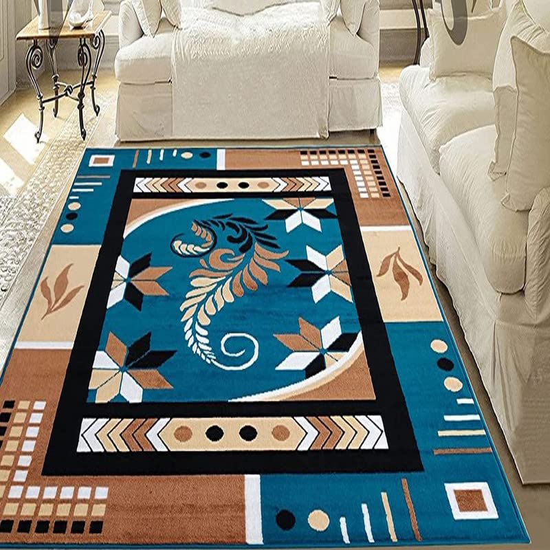 Image of Home Decore Acrylic Carpet for Your Living Room & Drawing Room Aywhere in Your Home (150x210 Blue Colour)- 5x7 Feet