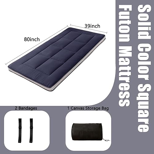 Miniatura 129 de MAXYOYO - Colchón tipo futón japonés, acolchado, para cama, extra grueso, plegable, transpirable, tumbona para el suelo, cama de invitados para Azul