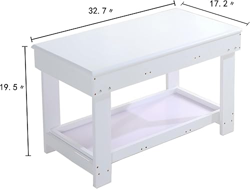 Miniatura 3 de YouHi Mesa de actividades para niños con tabla y almacenamiento para mesa de juegos de ladrillos (mesa doble blanca) Blanco,Marrón,color madera