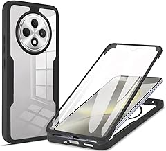 COMAKU Cover per Oppo Reno 12 FS 5G / Reno 12F 5G (12F 4G), 360 Gradi Rugged Custodia Antiurto Case con Protezione dello Schermo, Rugged Doppia Bumper Trasparente Case Integrale Cover - Nero