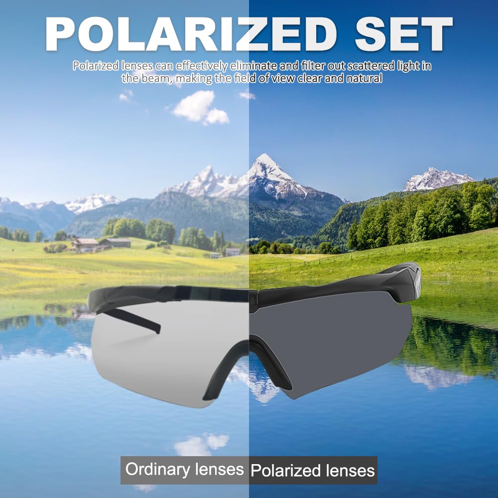 Occhiali da Sole da Uomo Polarizzati, Occhiali Running Uomo con 3 Lenti Intercambiabili, Anti-UV400 Occhiali da Sole Polarizzati, Occhiali Tattici Militari per Caccia, Ciclismo, Escursionismo