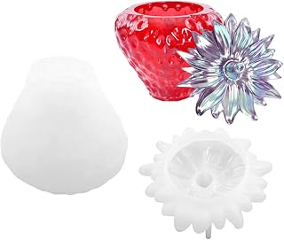 Strawberry Shape Resin Casting Silicone Molds by Jars Resin - Fitting Lid, Trinket Box, Candle Holder, DIY Craft (White)