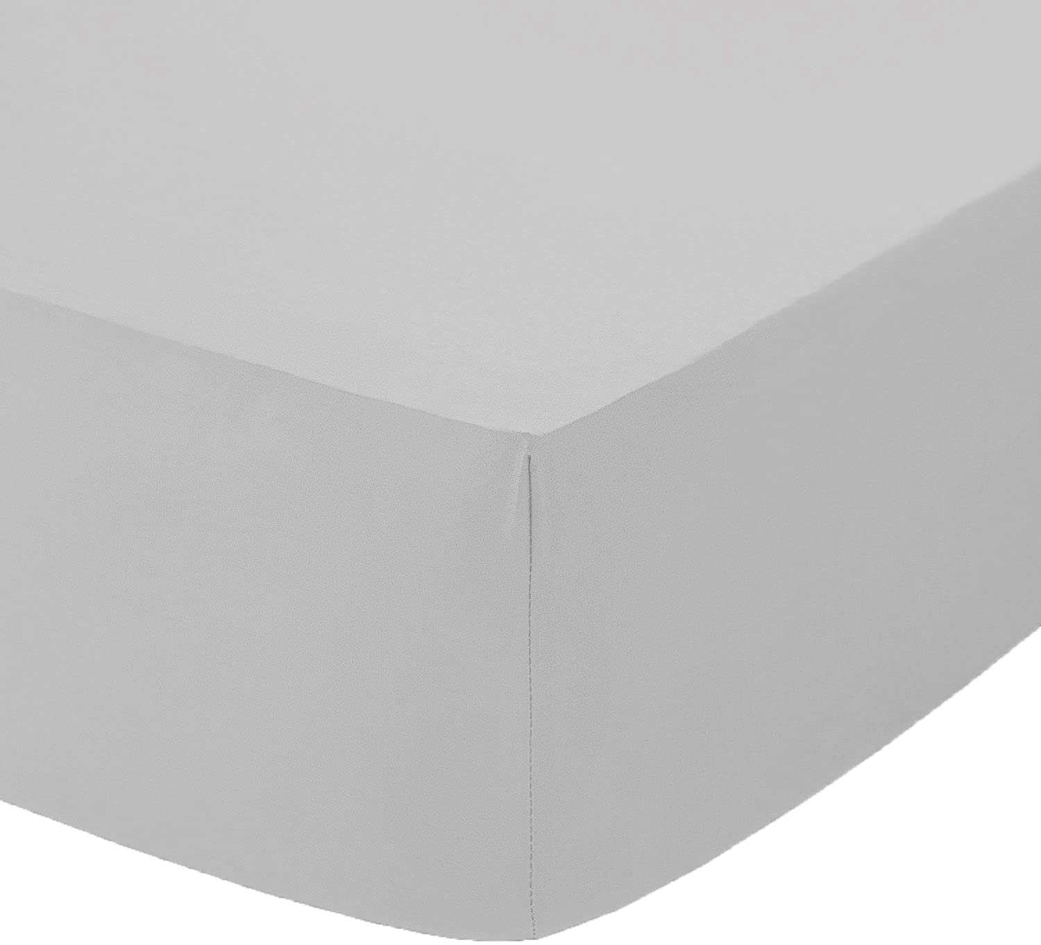 AmigoZone Egyptian Cotton 200 Thread Count 25CM/10" Deep Fitted Sheet (Super King, Silver Grey)