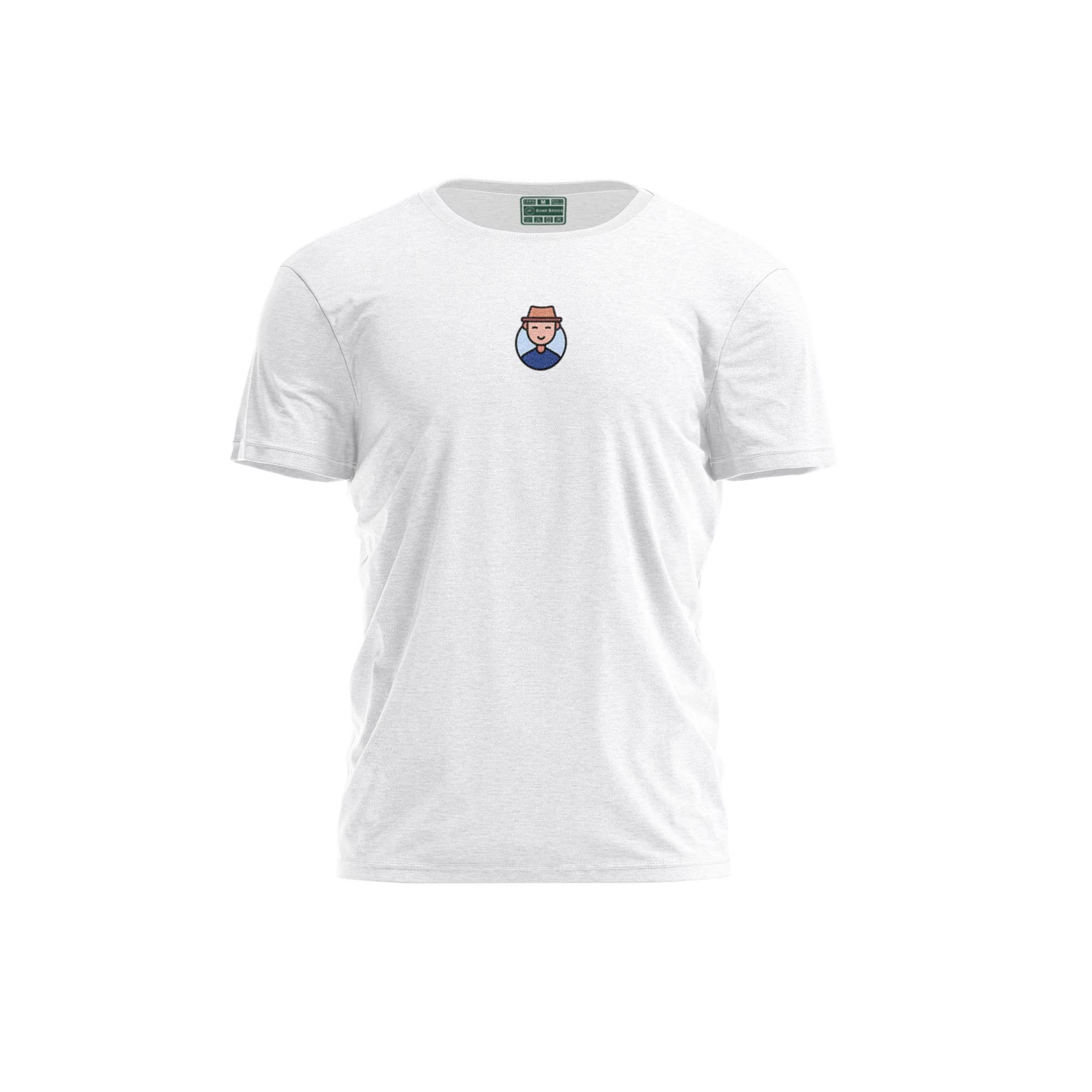 Bona Basics, Digitally Printed, Men's Basic T-Shirt,%100 Cotton, White, Casual, Men's Tops, Size: S