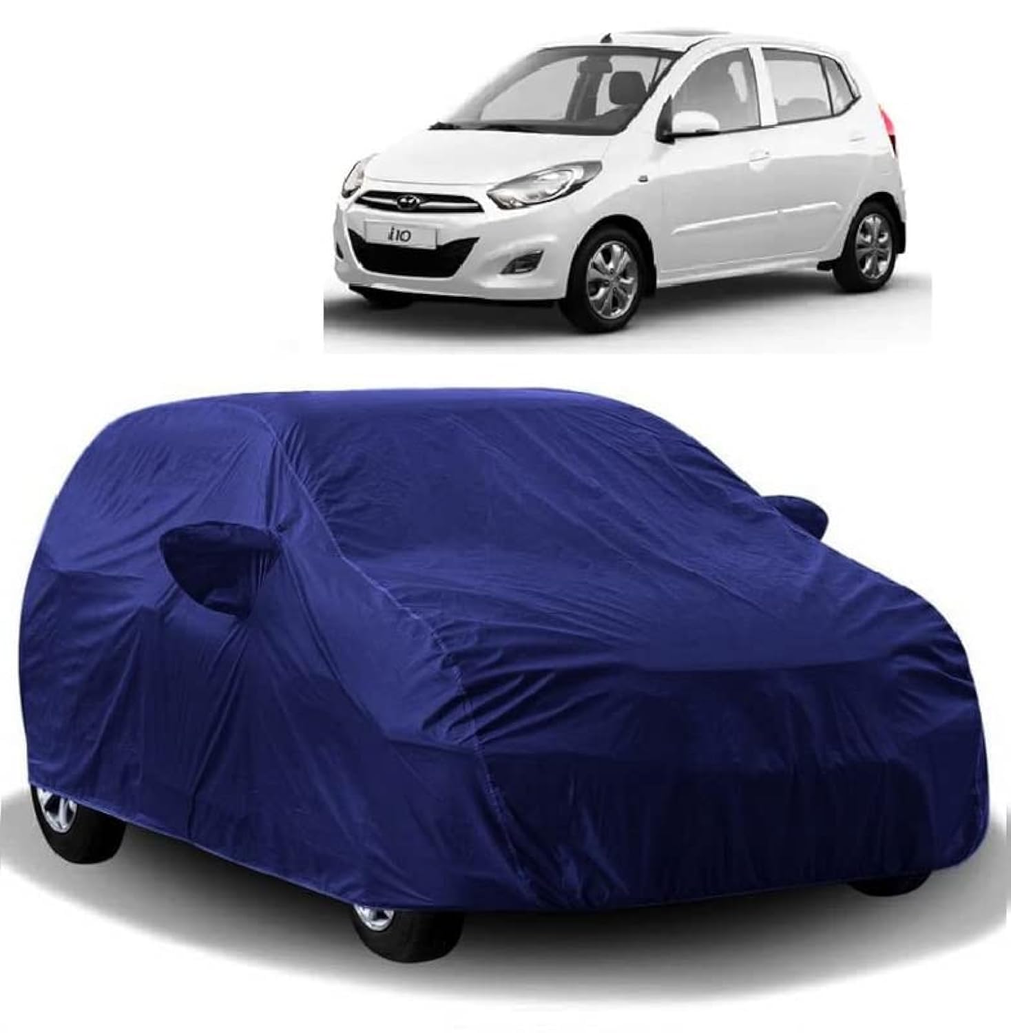 Carigiri Blue Car Body Cover for Hyundai i10(Triple Stitched,Mirror Pockets,UV Resistant,Dustproof)(Models-2007, 2008, 2009, 2010, 2011, 2012)-image-5
