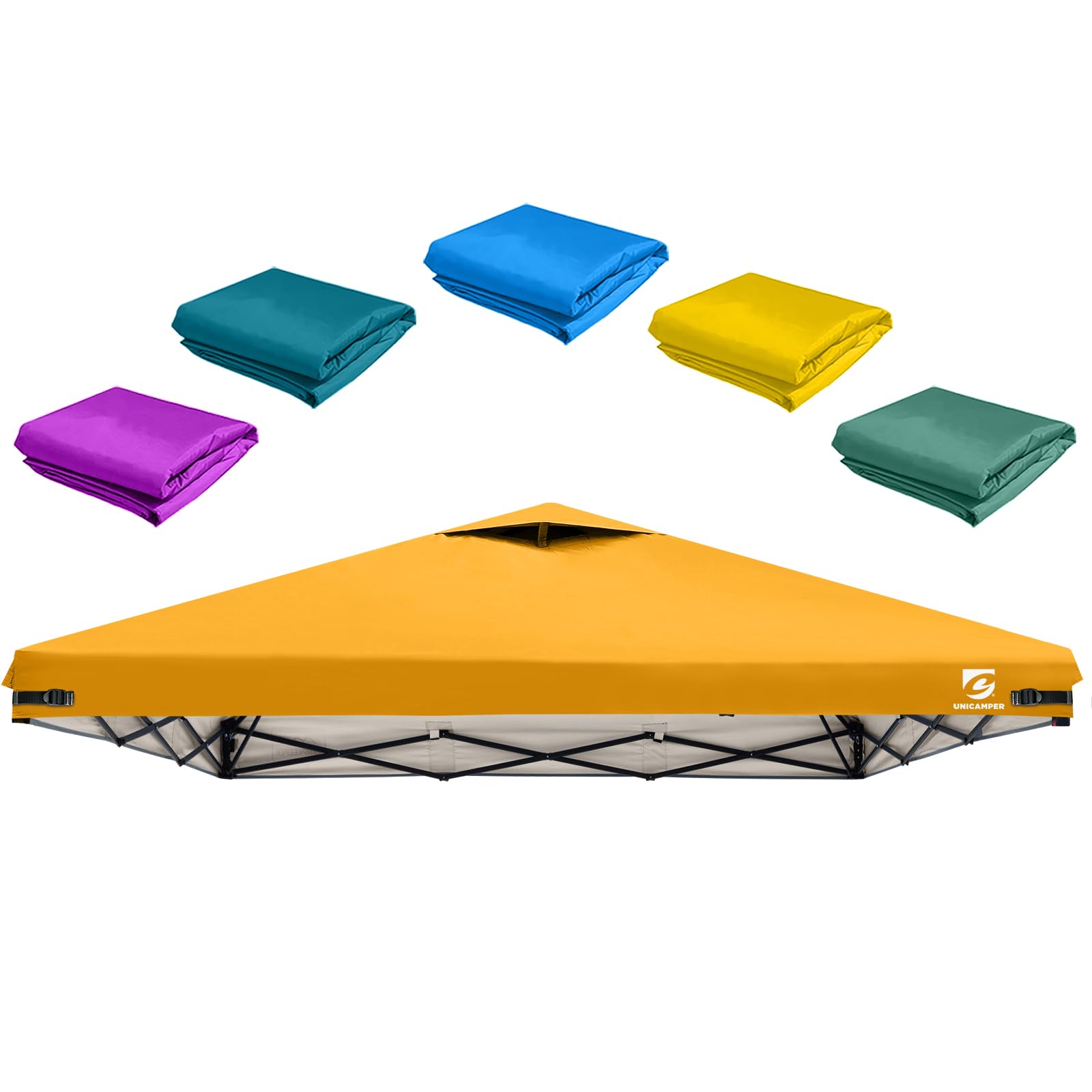 10x10 Pop Up Canopy Replacement Top Cover with Air Vent for Straight Leg Canopy Tent, Waterproof for Outdoor Garden Patio Camping Sun Shade (Orange)-image-2