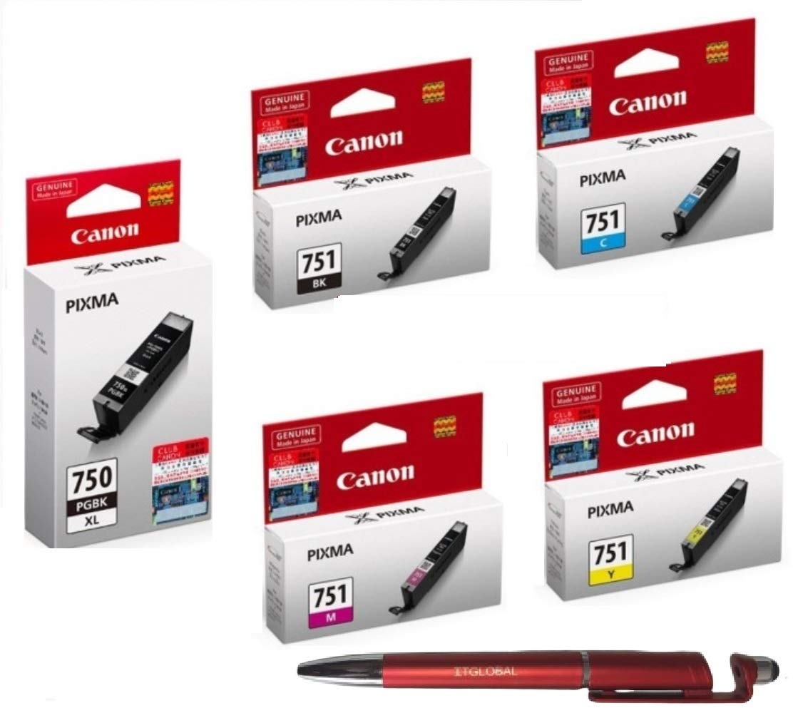 Canon 750XL & 751 Colour B/C/Y/M Ink Cartridge with ITGLOBAL 3in1 Multi-Function Mobile Phone Stand, Stylus Pen, Anti-Metal Texture Rotating Ballpoint Pen (Very Colors) PGI 750XL CLI 751 (B07YB6GWL2) Amazon Price History, Amazon Price Tracker