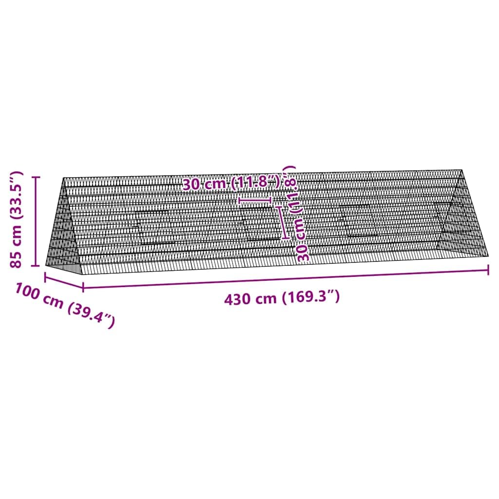 vidaXL Jaula para Conejos Plateado 430 x 100 x 85 cm Acero Galvanizado, Jaula Moderna para Conejos, Espacio Exterior Resistente, hogar Minimalista, Refugio para Mascotas, Acero Impermeable