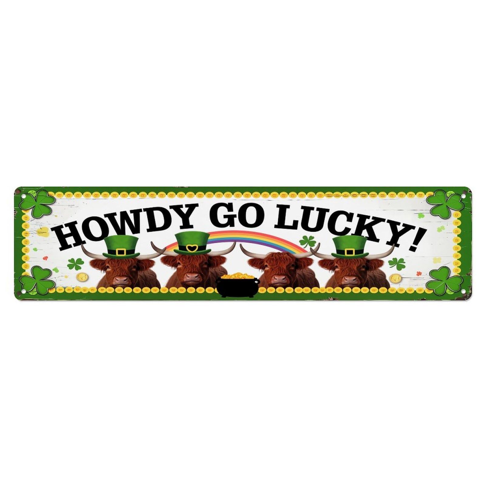 Howdy Go Lucky Cows Metal Tin Sign Plaque