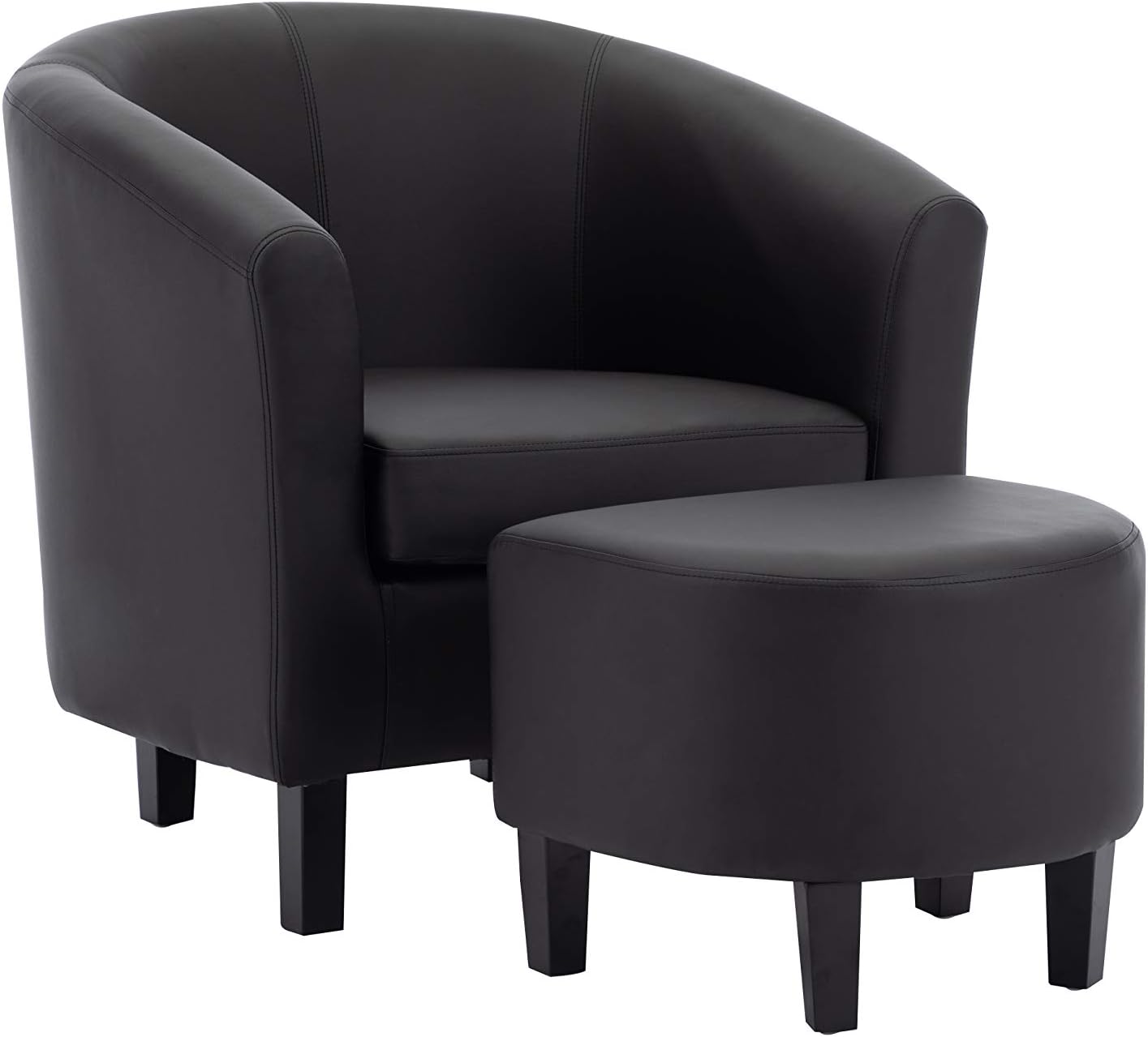 Amazoncom Amazon Basics Barrel Accent Chair With Ottoman Vegan Leather Amazoncom Amazon Basics Barrel Accent Chair With Ottoman Vegan Leather