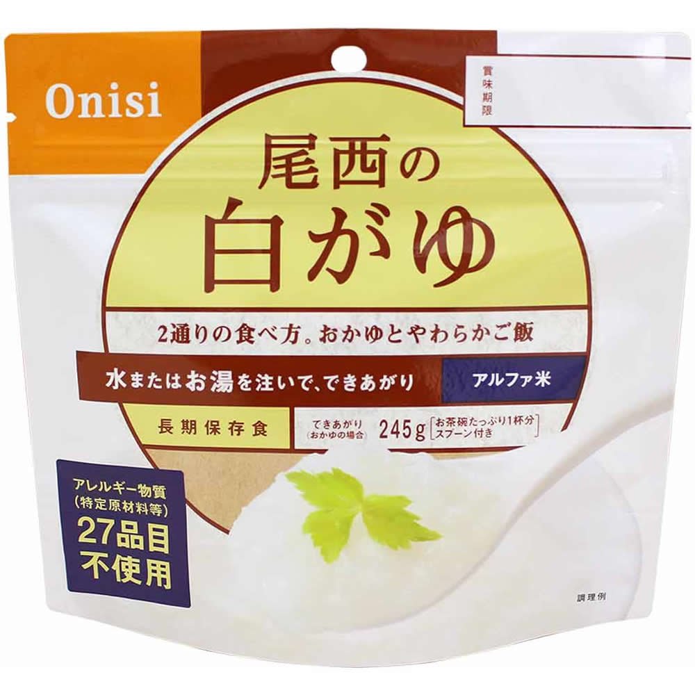 Amazon.co.jp: 尾西食品 アルファ米 白がゆ 40g×5袋 (非常食・保存食