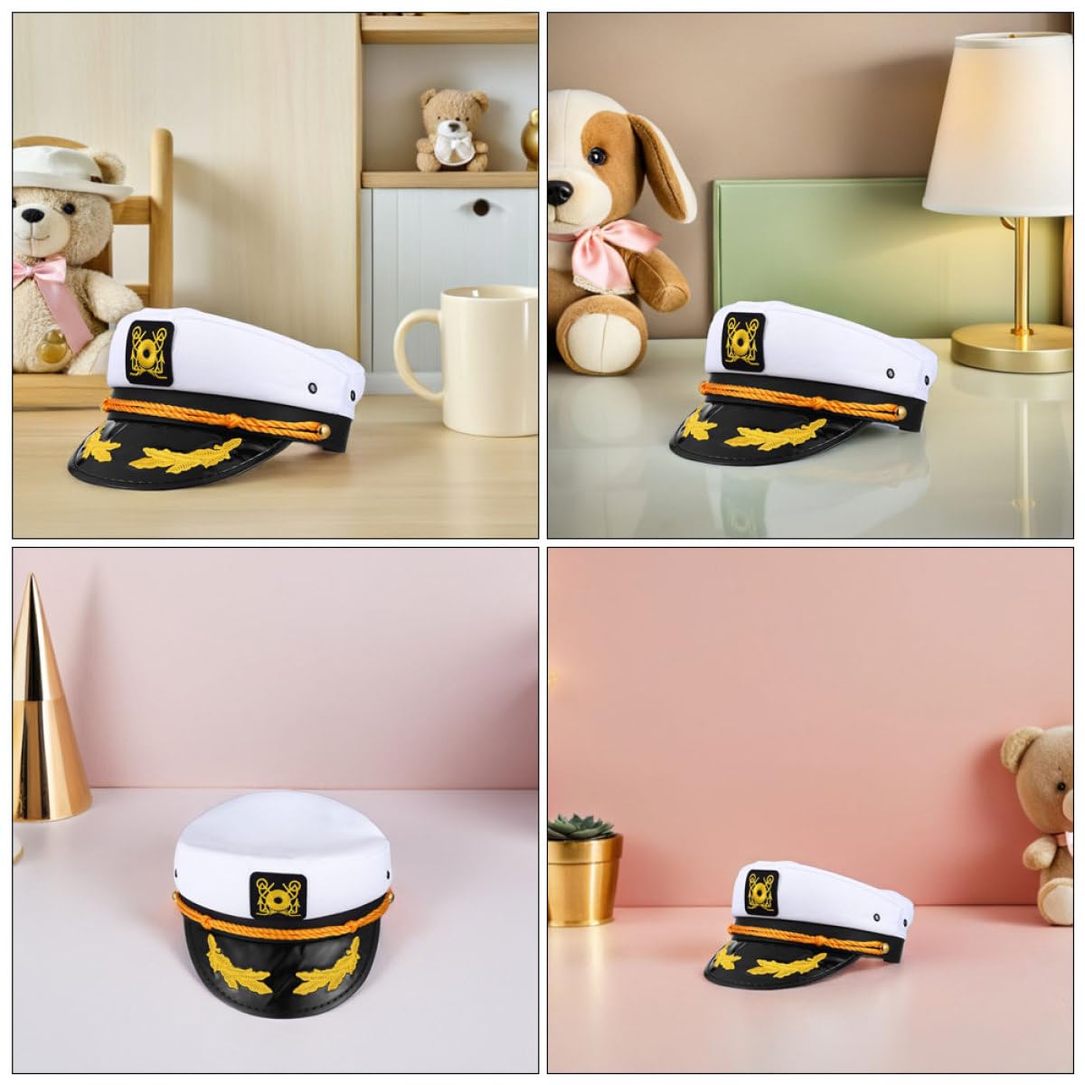 4pezzi Cappello da Capitano Regolabile per Barca e Yacht Tessuto in Poliestere Leggero e Resistente Design Ricamato Unico Adatto per Eventi di Gruppo e Abbigliamento Casual