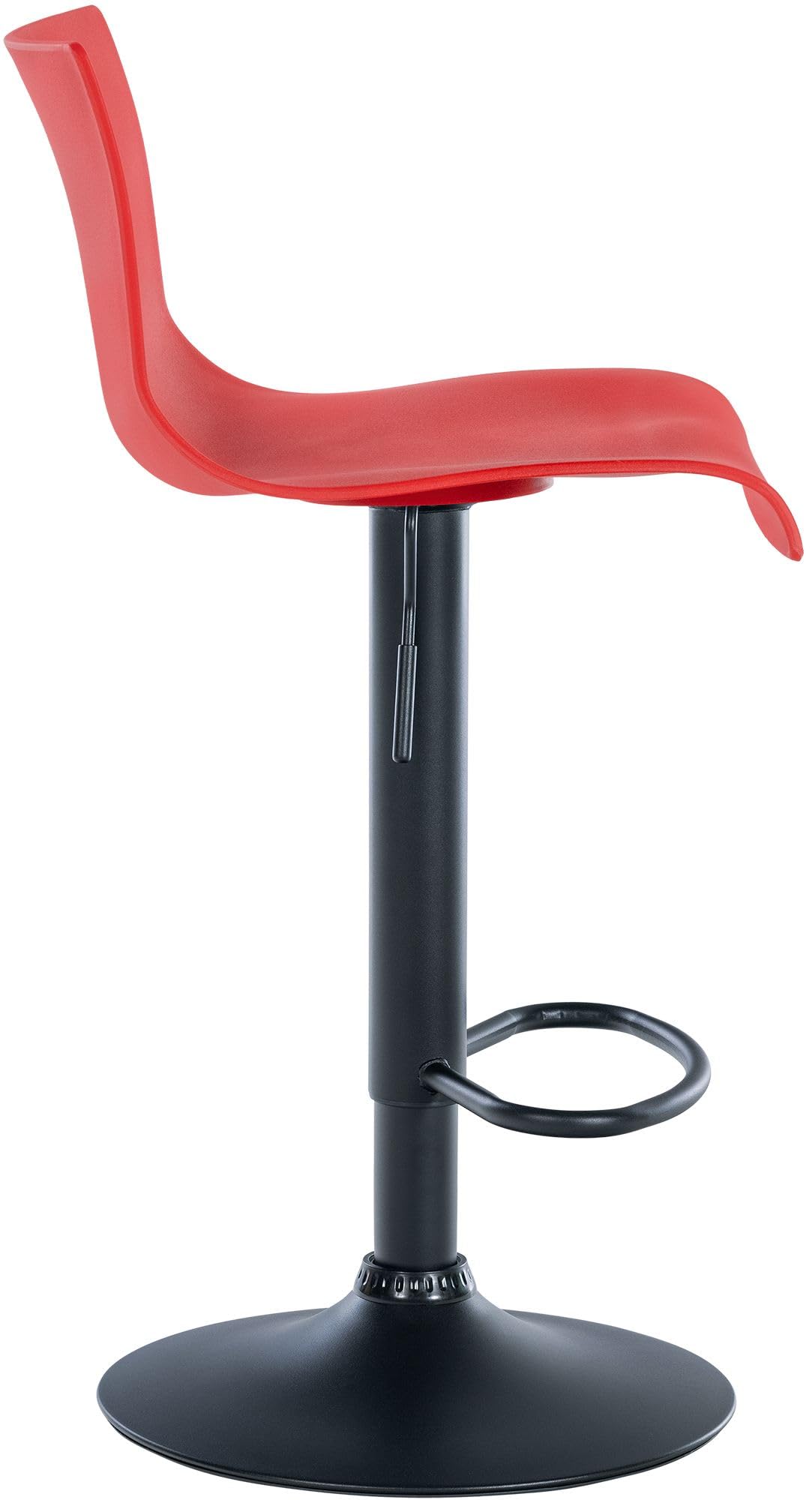 CLP 2er Set Barhocker Branford I Stoff I Kunststoff I Höhenverstellbarer Küchenhocker I Thekenhocker Mit Integrierter Fußstütze Farbe rot Material Kunststoff