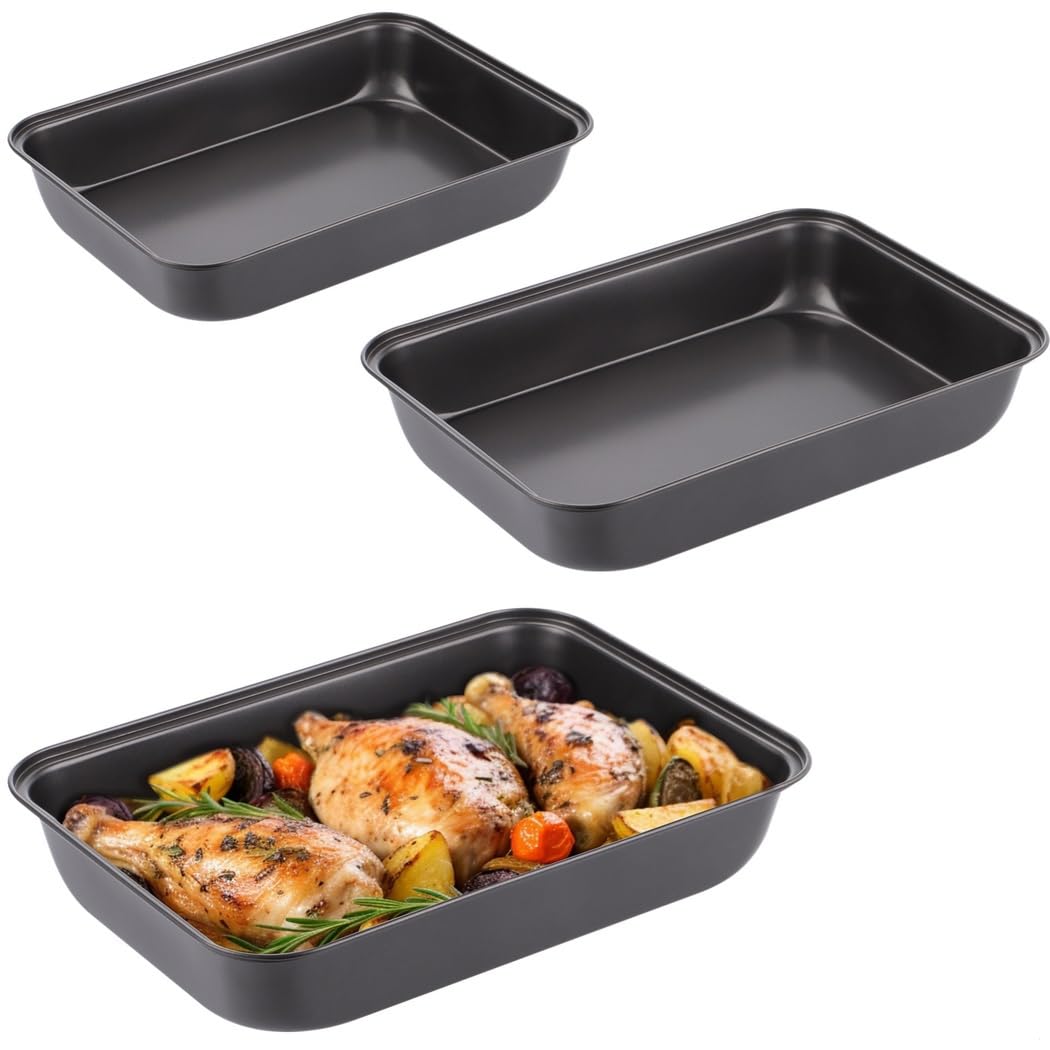 3-teiliges Antihaft-Bratblech-Set, stapelbare Karbonstahl-Backformen für Fleisch, Brot, Kekse