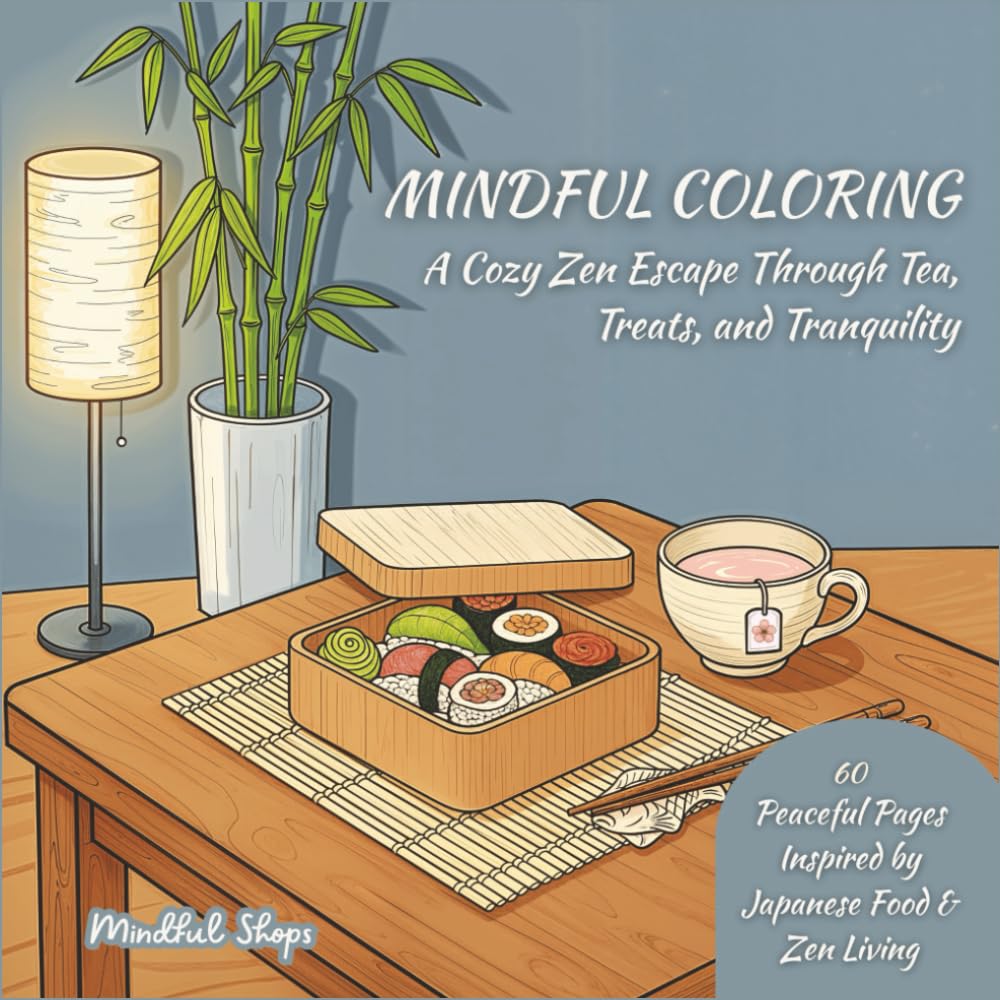 Mindful Coloring- A Cozy Zen Escape Through Tea, Treats, and Tranquility: 60 Relaxing, Easy to Color Pages Inspired by Japanese Comfort Food, Zen ... love mindfulness, relaxation, and self-care.)