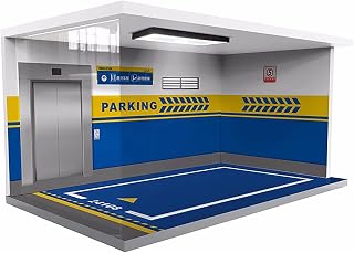 JTWMY 1/18 Scale Simulation Parking Lot Scene Model Car Garage with LED Lights Ornaments Clear Acrylic Dust Proof Box - Constructor Toys Garages for Boys (Classic Garage) A