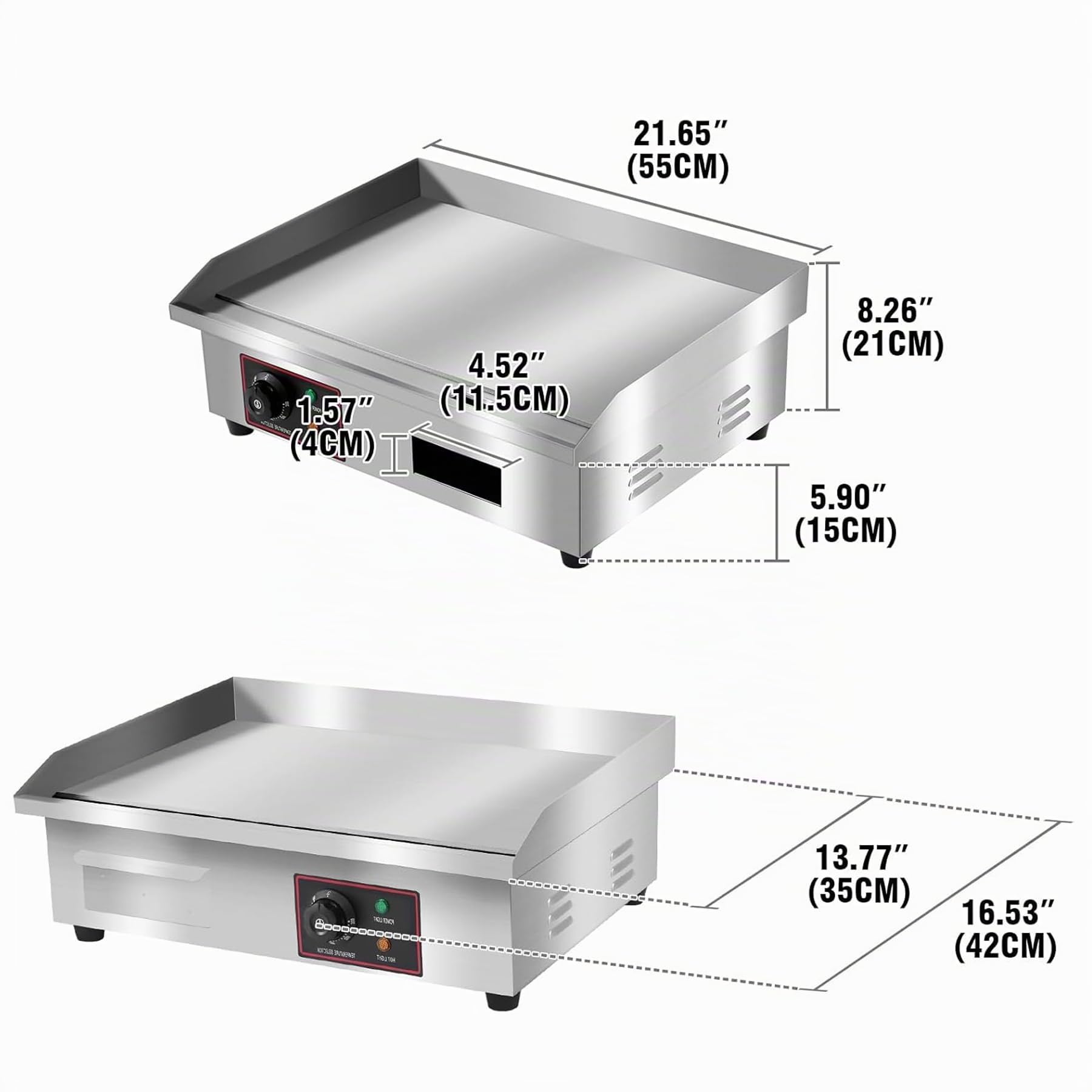 Plancha Électrique Professionnelle 3KW, Gril de Table Multifonction, Barbecue Intérieur en Acier Inoxydable & Fonte 8mm pour Cuisine, Restaurant et Café - 55x35cm