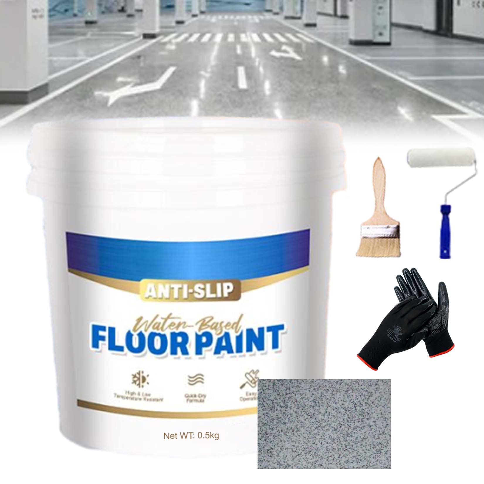 Wear-Resistant Anti-Slip Self-Leveling Epoxy Floor Paint, High-Gloss Marble Effect Epoxy Floor Coating, Epoxy Floor Paint for Concrete, Anti-Slip Quick-Dry Water-Based Garage Floor Paint (Sea Gray)