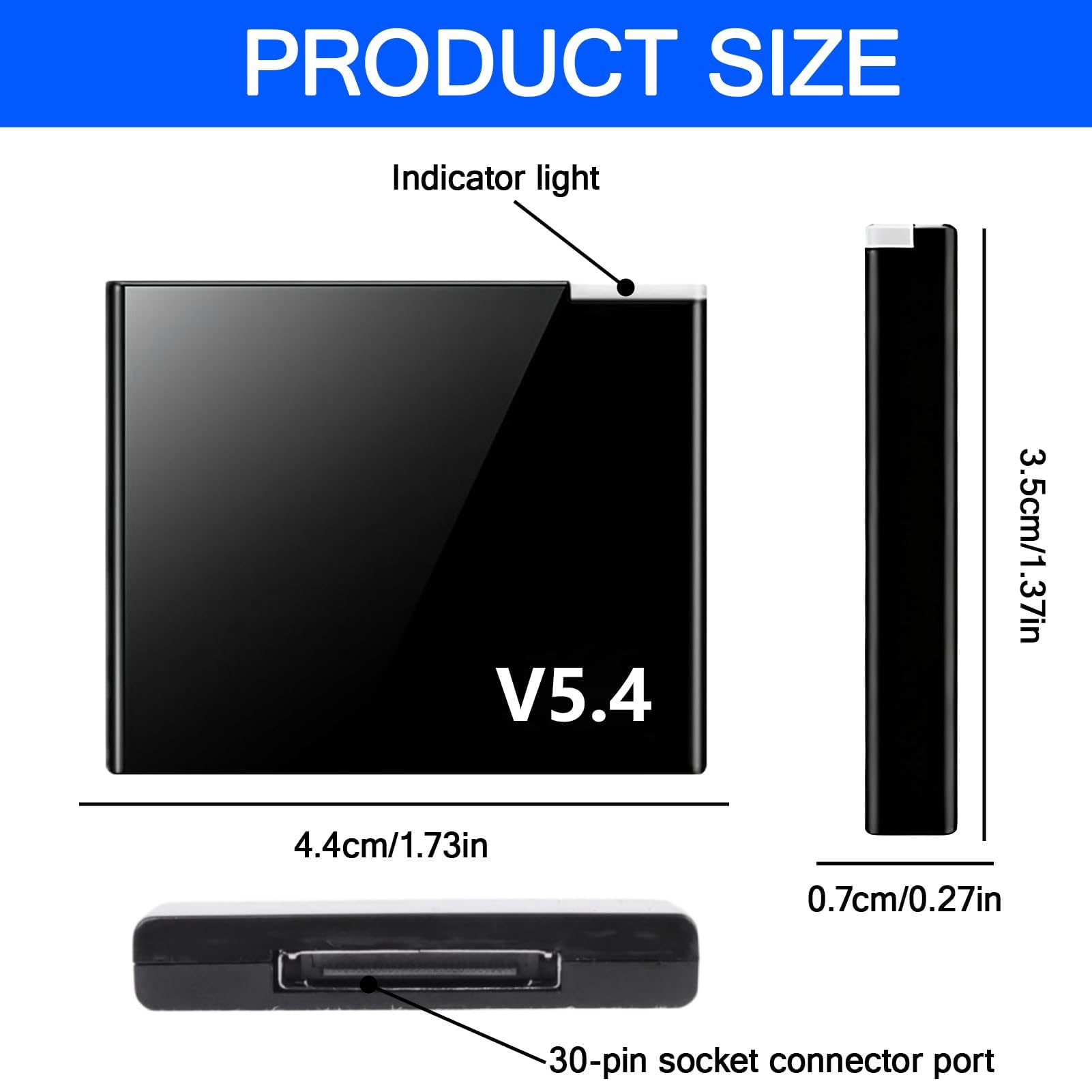 30-pinowy adapter Bluetooth 5.4 do Bose SoundDock, przenośny mini odbiornik muzyczny do iPhone'a/iPoda, 30-pinowe stacje dokujące do odtwarzaczy muzycznych, nie nadaje się do samochodów ani motocykli