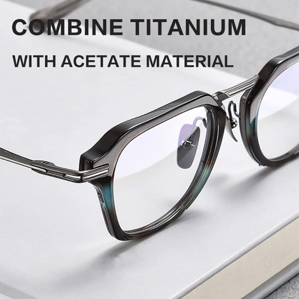 Modne modne męskie oprawki do okularów Czysty octan tytanu Retro Okulary blokujące niebieskie światło Ręcznie robione okulary designerskie, blokujące niebieskie światło, czarne, niebieskie