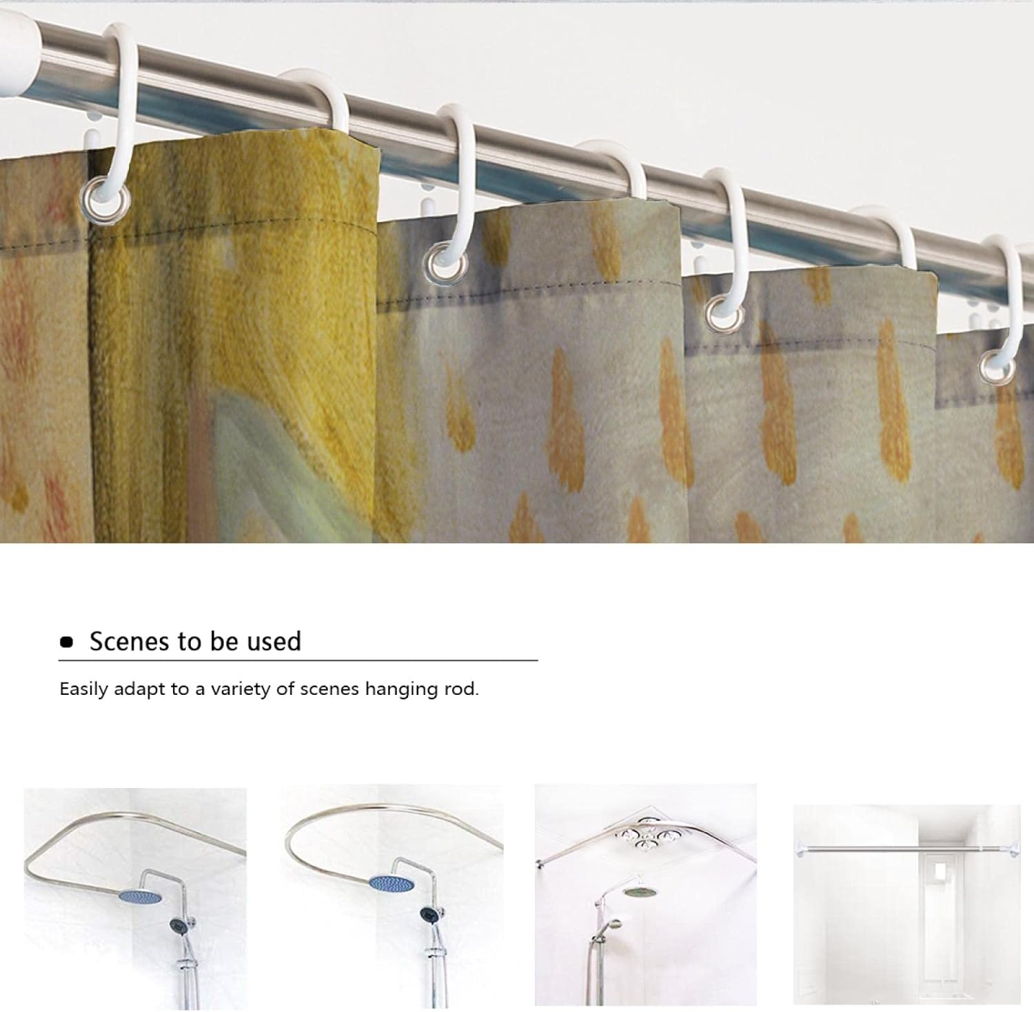 Yellow Open Door Room Shower Curtain Liner Henri Matisse Impressionism Bathtub Curtain for Bathroom White Shower Curtain with Hooks W78 x L84(in)