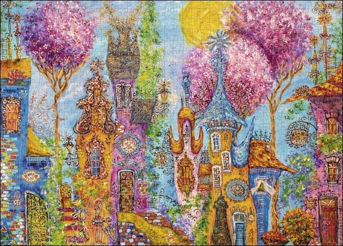 Heye Puzzles - 1000 Pc - Pink Trees, Charming Village - Image 3