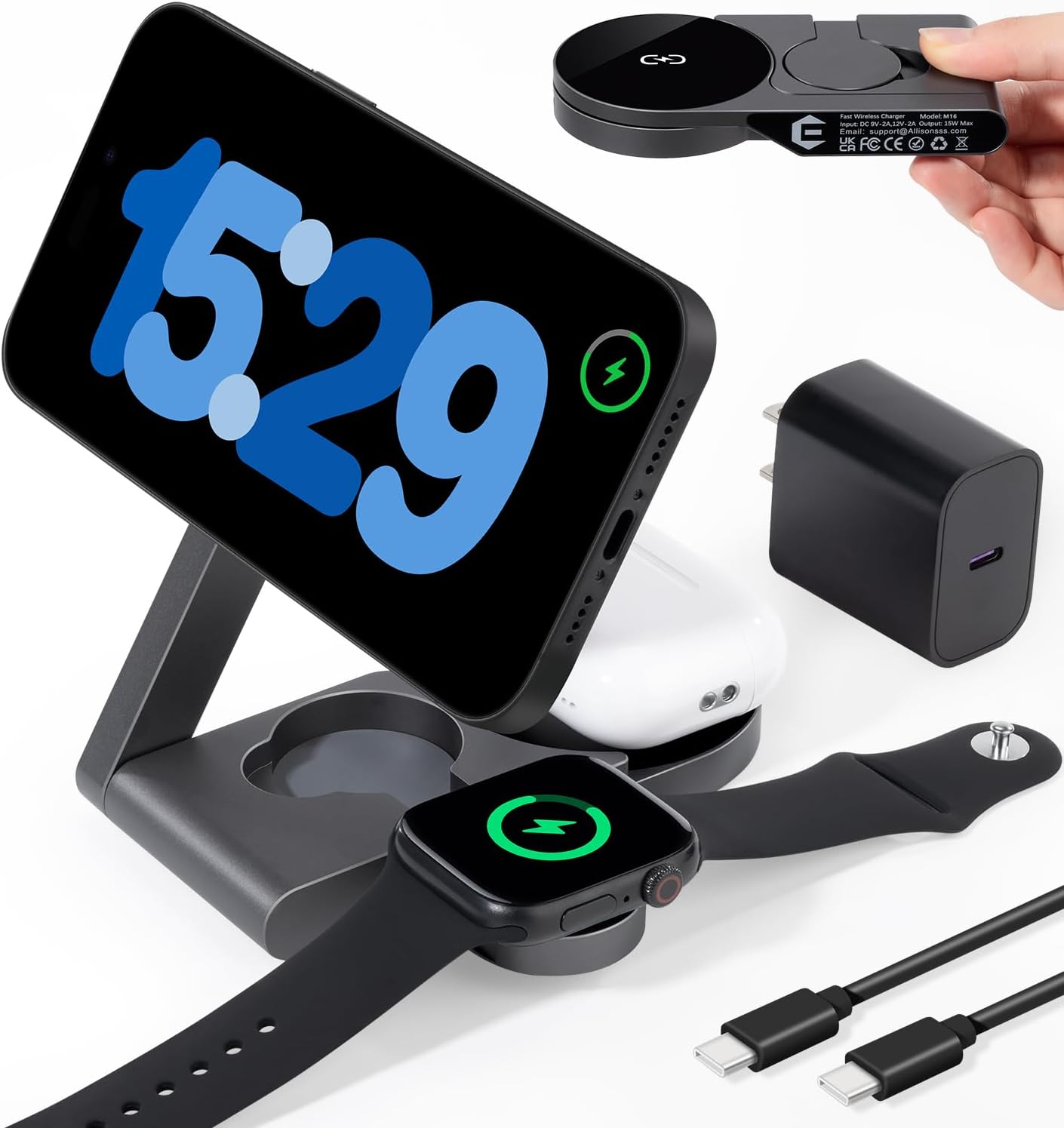 Foldable 3-in-1 Charging Station for Apple Devices