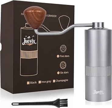 GREYJUEVIX Nova Manual Coffee Grinder,CNC Stainless Steel Hexagonal-star Conical Burr Coffee Grinder,Internal Adjustable Setting,Positioning,Lightweight Grinder Setting For Camping/Travel/Home