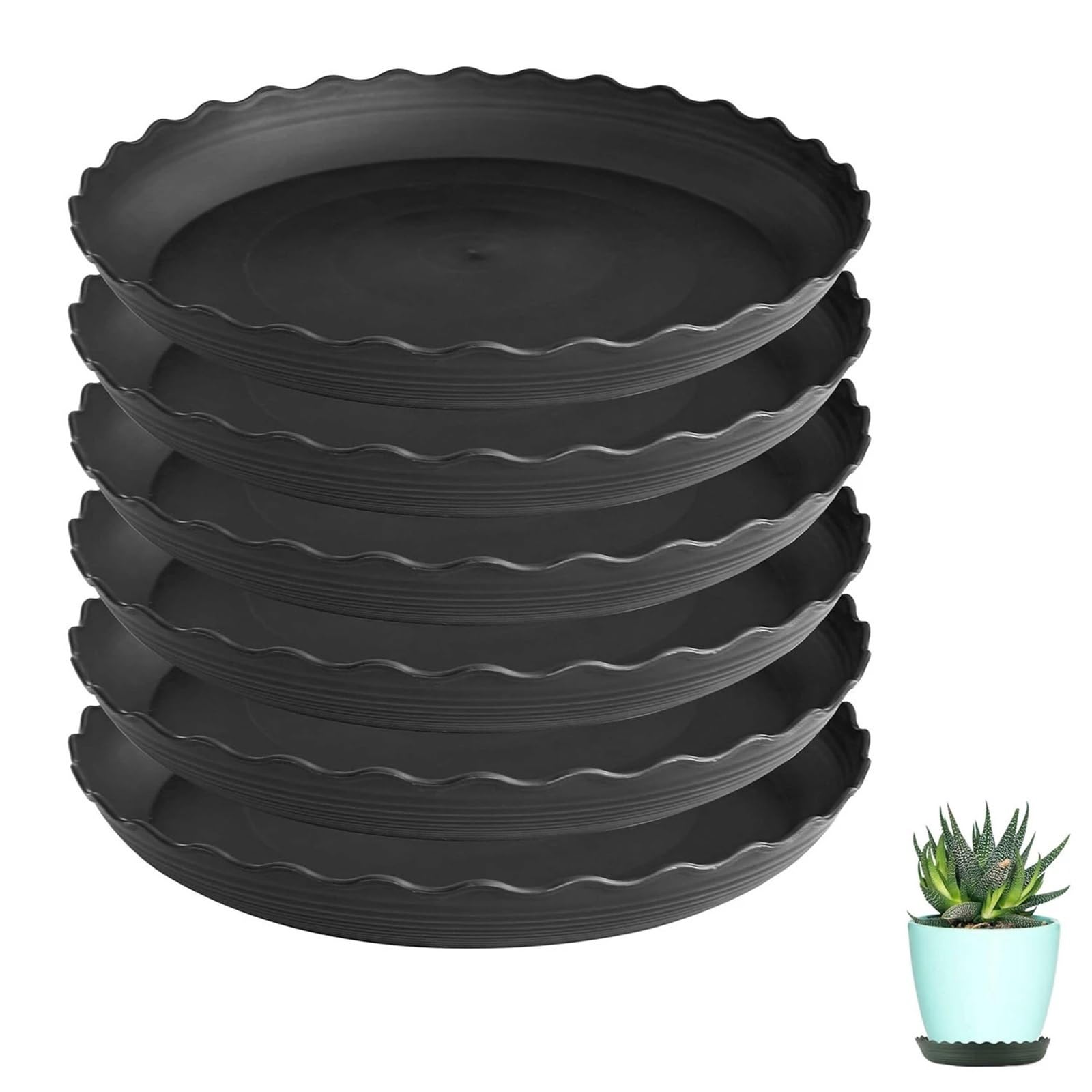 6pcs Thickened Plastic Planter Tray per Piante