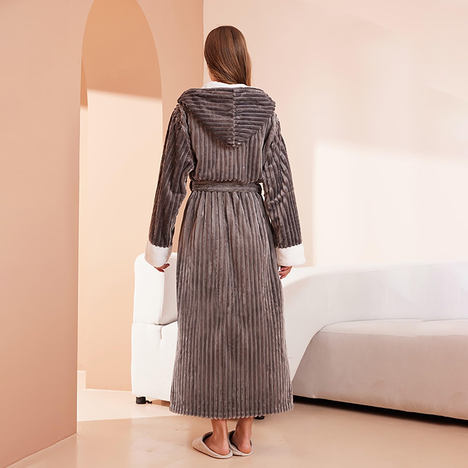Bata de baño con capucha para mujer, talla grande, extra larga, con bolsillos, bata de baño de invierno, ropa de descanso personalizada, bata cálida de felpa