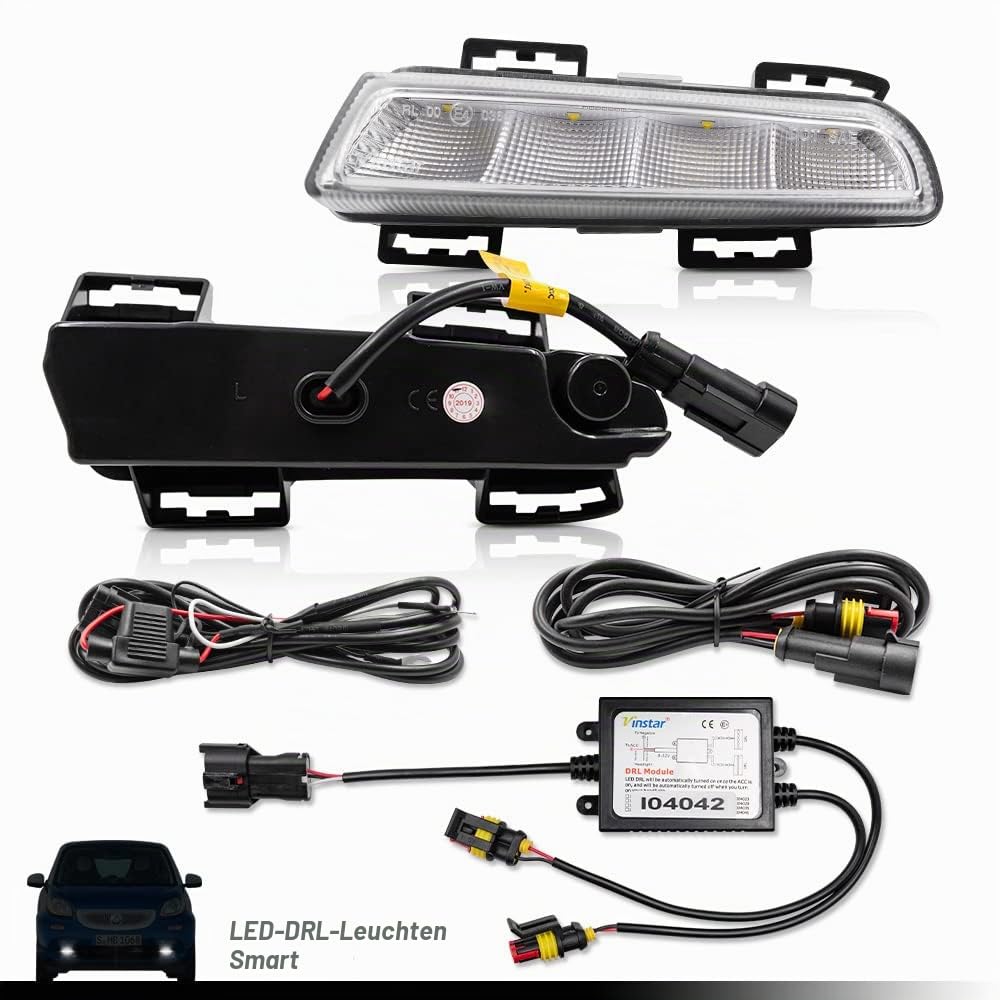 LED Tagfahrlicht Kompatibel mit Mercedes-Benz Smart Fortwo 451 2013-2015 DRL Vorne Nebelscheinwerfer Canbus Fehlerfrei Xenon Weiß 800LM 2 Stück