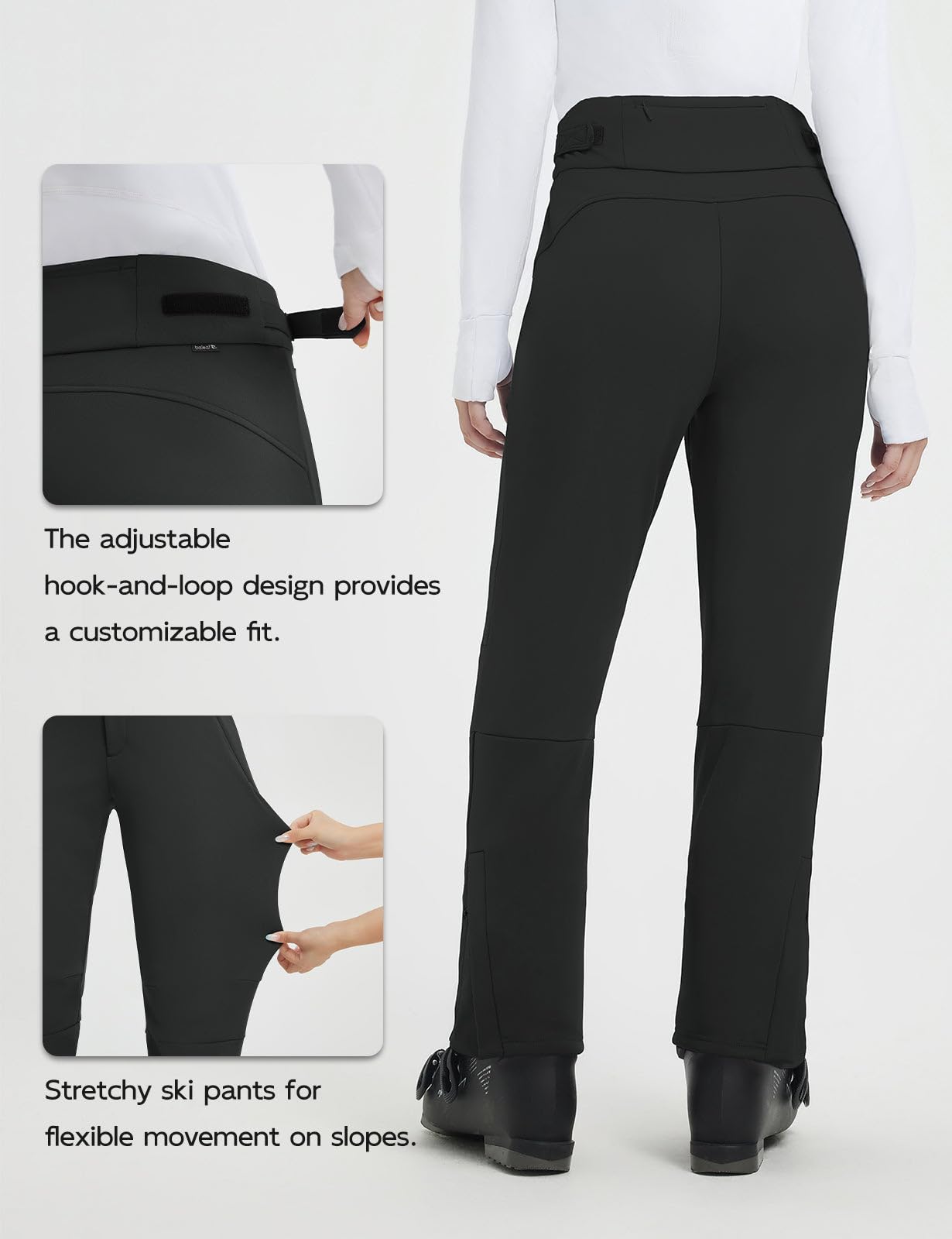 baleaf Skihose Damen Wasserdicht Softshellhose Gefüttert Thermohose Winter Warm Outdoorhose Snowboardhose Skifahren mit Taschens