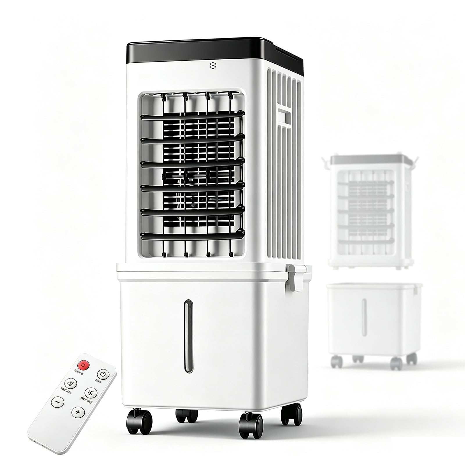 Evaporative Air Cooler, Portable Swamp Cooler with 15L Large Detachable Water Tank and 7.5 Hour Auto Timer