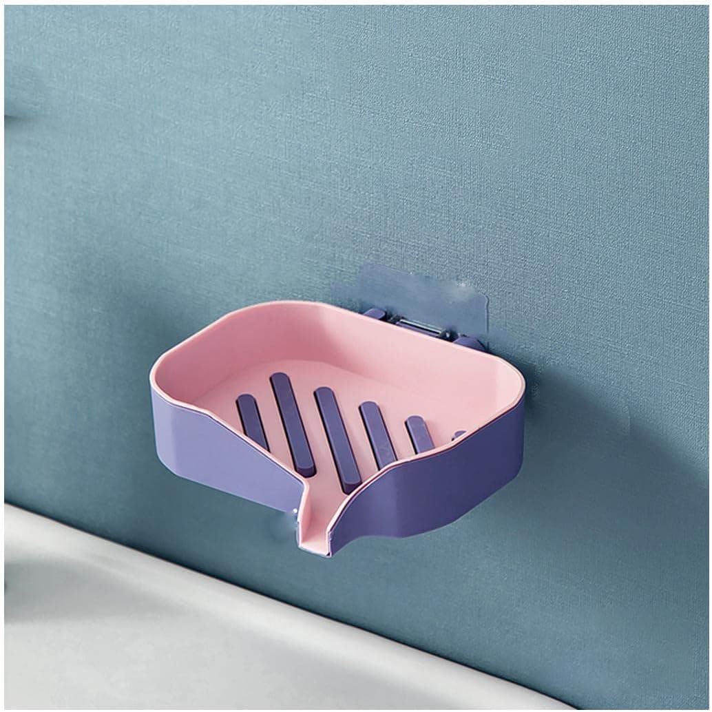 soap dish, Dish Holder Double Layer Soap Box Wall Mounted Bathroom Drain(B)