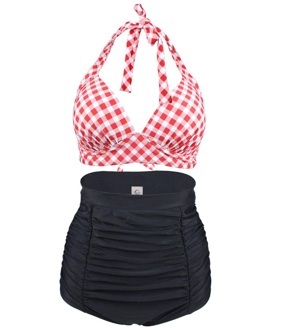Viloree Costume da Bagno Donna a Vita Alta in Due Pezzi Stampa Floreale Bikini Halter Regolabile Costume da Bagno