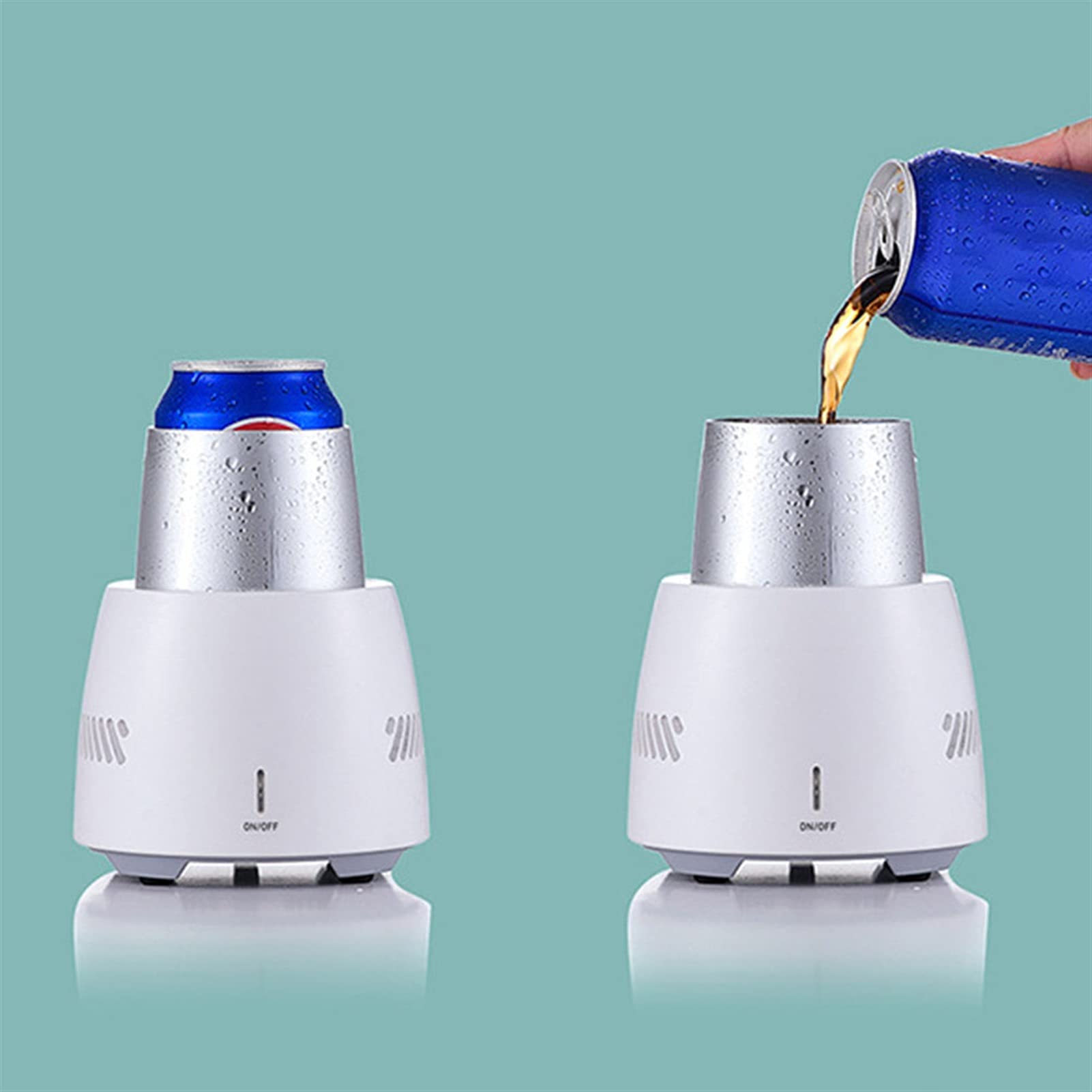 Enfriador de Bebidas Eléctrico Portátil 350Ml - Mini Refrigerador para Cerveza, Latas de Agua, Refrescos y Tazas con Ventilador Silencioso Incorporado