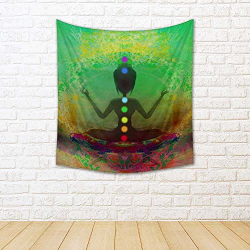 Image of ArtzFolio Yoga Lotus Pose Velvet Fabric Painting Tapestry | Wall Art Hanging 24 x 26.7 inch (61 x 68 cms)