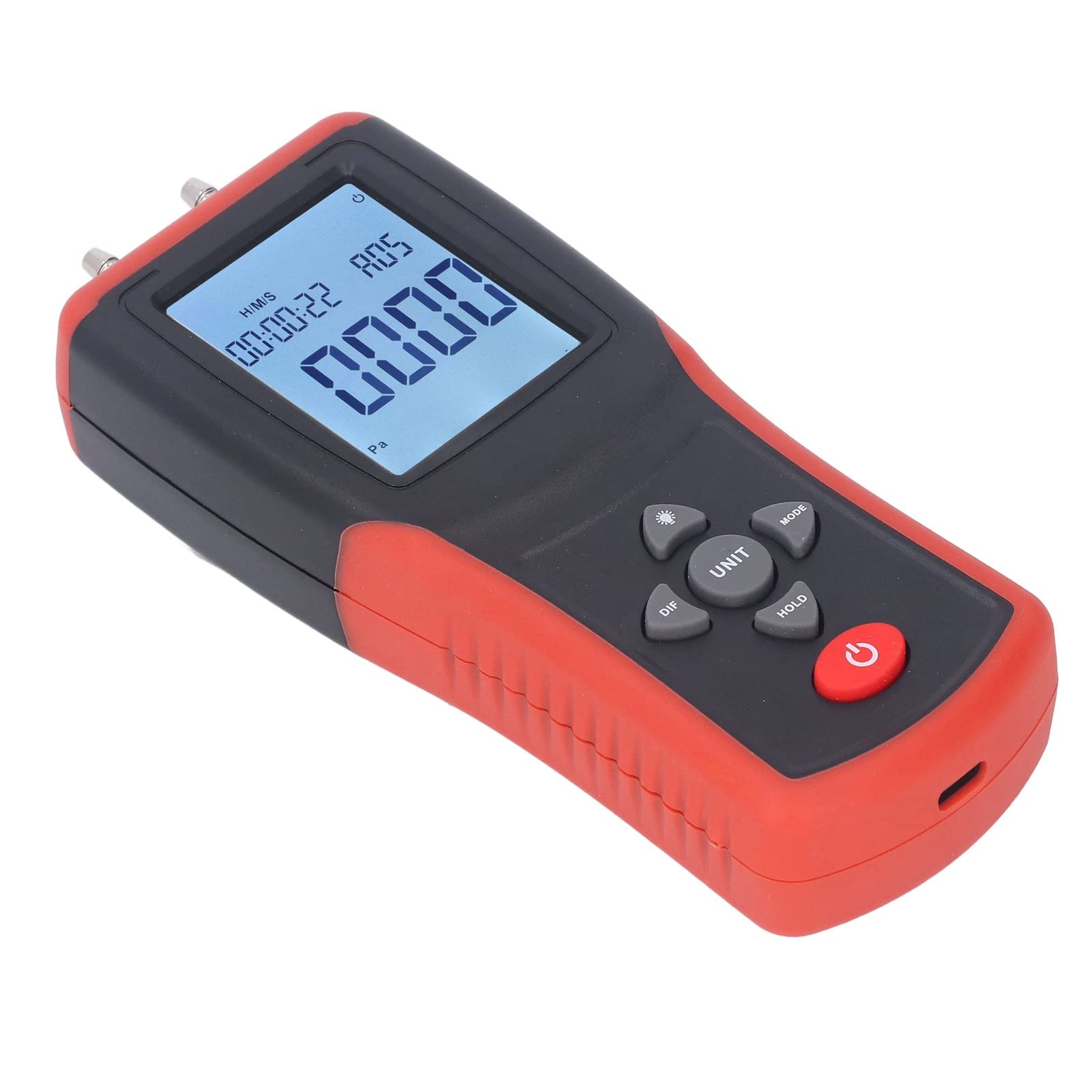 Misuratore di pressione differenziale digitale, 12 unità di misura selezionabili, retroilluminazione, alloggiamento ABS, modalità dati con memorizzazione, alta precisione, uso versatile, ideale per
