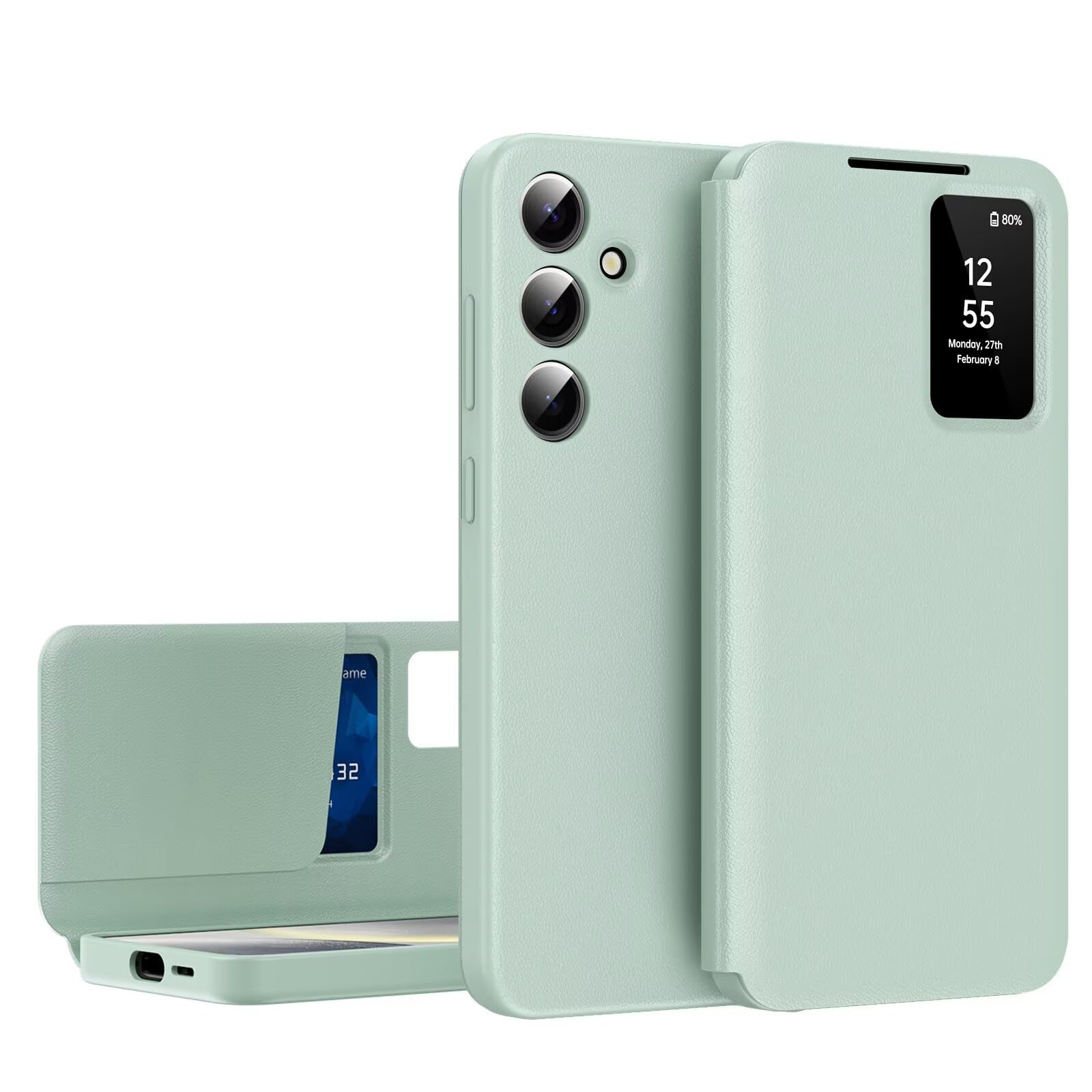 Coque Samsung Galaxy A17 A26 étui cuir flip intelligent folio vert - 8