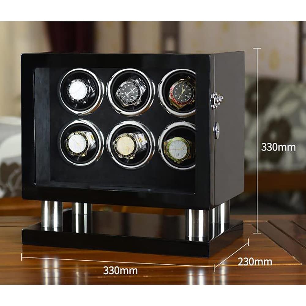 Caricatori per Orologi per 6, 8, 12, 16 Orologi Illuminazione e Controllo Touchscreen LCD Custodia in Legno per Orologi da Polso con Motore Silenzioso Scatola espositiva ，Black+Brown-8+0