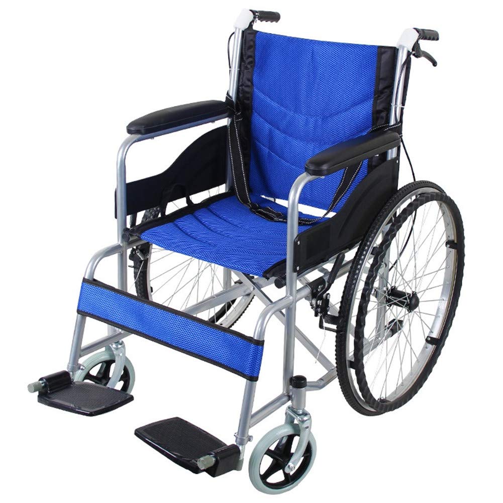 Sedia a rotelle da Viaggio Pieghevole in Alluminio Leggera con Freni a Mano Sedia a rotelle Manuale per disabili ospedalieri