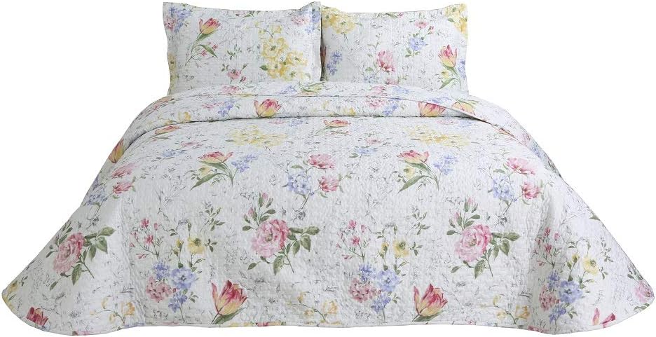 Microfiber Reversible Printing Quilt Set King Size with Shams,as Bedspread,Coverlet or Bed Cover-Soft,Lightweight and Hypoallergenic (Versilia Orignin, Twin)