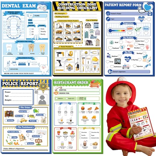 Image of Eaasty 6 Pack Kids Pretend Play Notepads 4x6 Inch,Boys