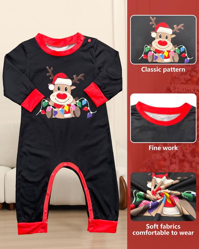 Pigiama Natale Famiglia Set, Pigiami Natalizi per Tutta la Famiglia, Pigiama Natalizio Donna Uomo Manica Lungo Pigiama di Natale, 2 Pezzi Pigiami Natale per la Famiglia per Bambino Bambina Mamma Papà