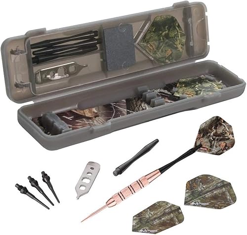 Fat Cat Realtree frondosas HD Camo punta de acero dardos con almacenamientoEstuche de viaje, 23Gramos